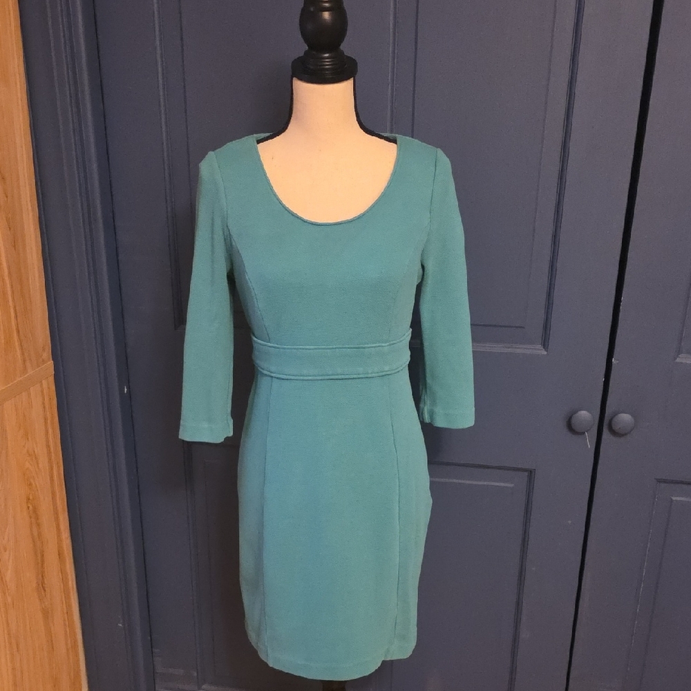 Buy 2 Get 1 Free Boden Teal Long Sleeve Thick Cotton Knit Fitted Midi Dress Sz 6